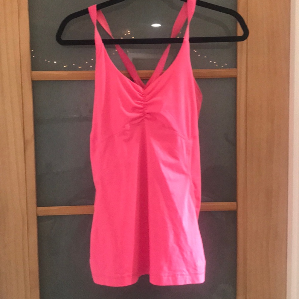 Hot pink racer back sports top Adidas